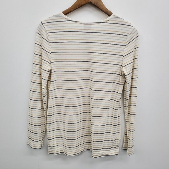 Chicos Womens S (0) Metallic Stripe Long Sleeve Top Minimalist Stretch Shirt - Picture 4 of 13